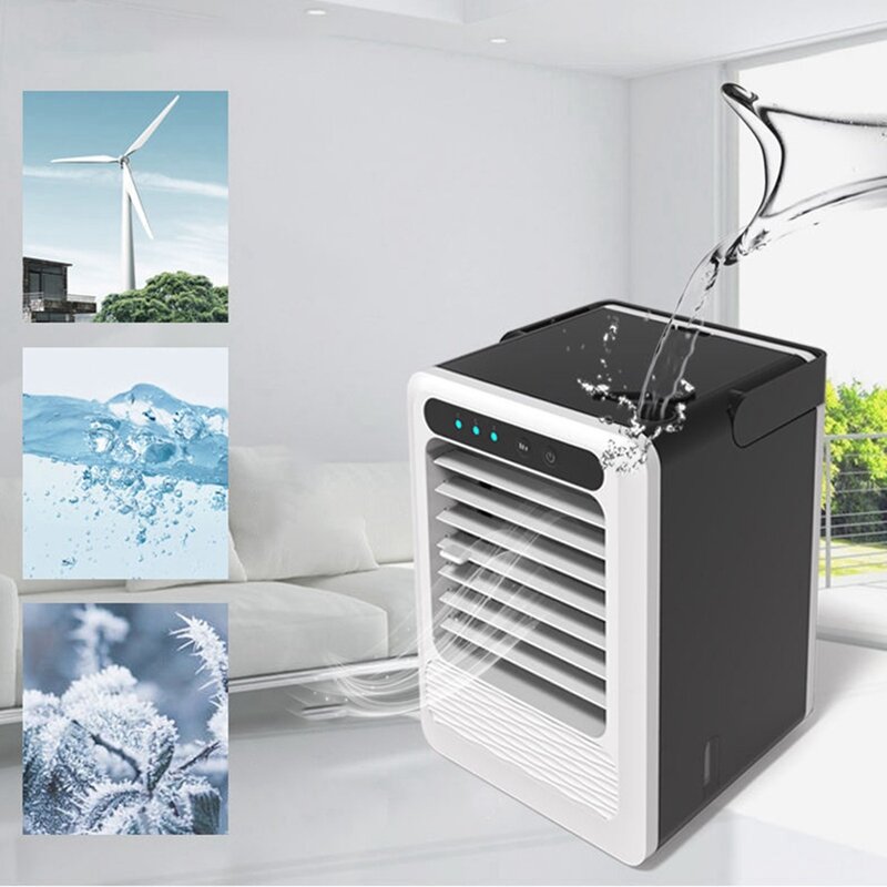휴대용 에어컨 팬, 3 In 1 개인 공간 공기 냉각기, 가습기, 청정기, 데스크탑 냉각 팬 개인 테이블 선풍기 사용