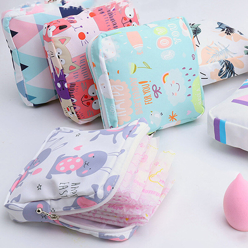 New Hot Sale Waterproof Tampon Storage Bag Cute Sanitary Pad Pouches Portable Makeup Lipstick Key Earphone Data Cables Organizer