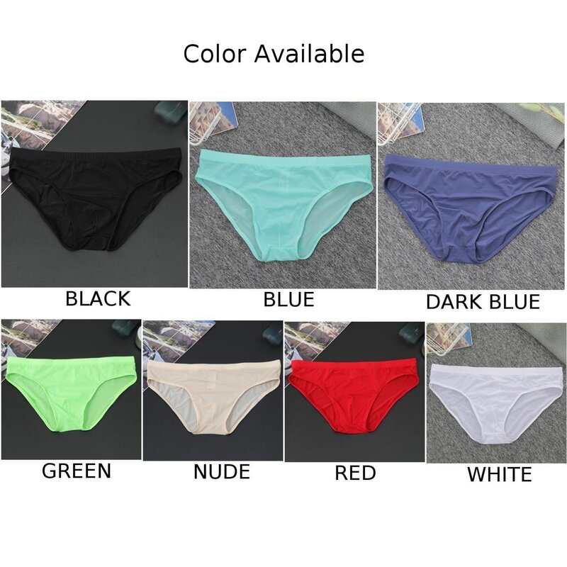 Men\'S Sexy Ultra Soft Ice Silk G-String Thongs Low Rise T-Back Underwear Comfy Ice silk M/L/XL/2XL