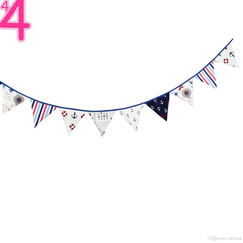 100% Cotton Nautical Anchor Pennant Banner for Boys Birthday Baby Shower