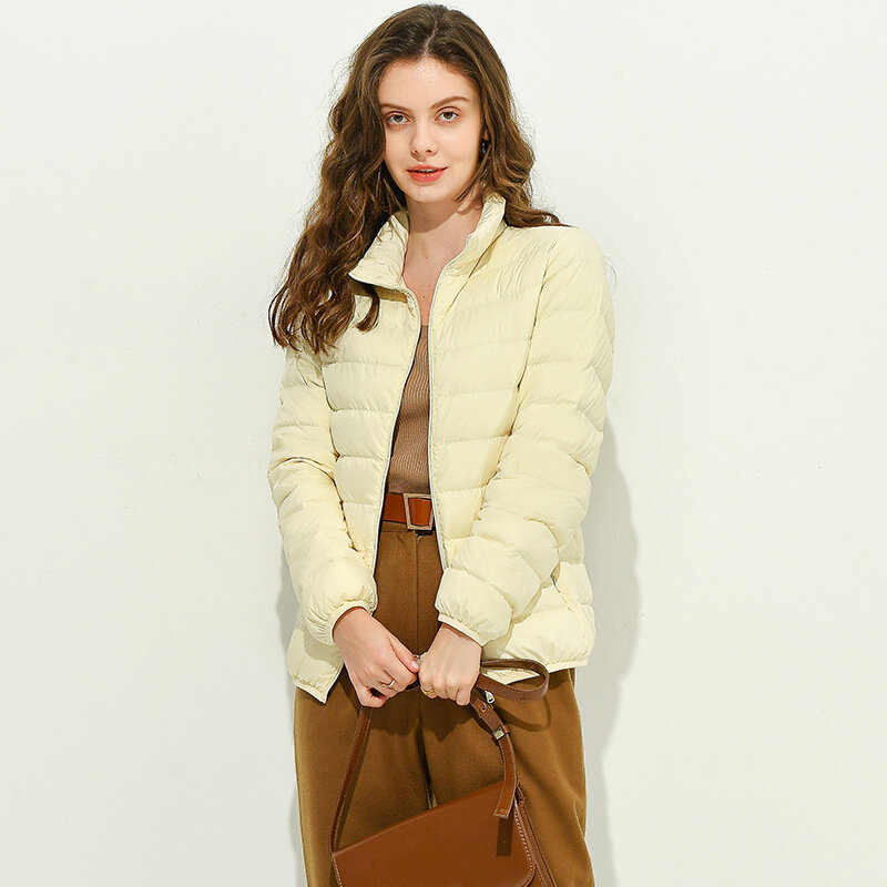 襟ジッパー長袖女性の秋のコートスリムホワイトダックダウンプラスサイズの女性ダウンジャケット