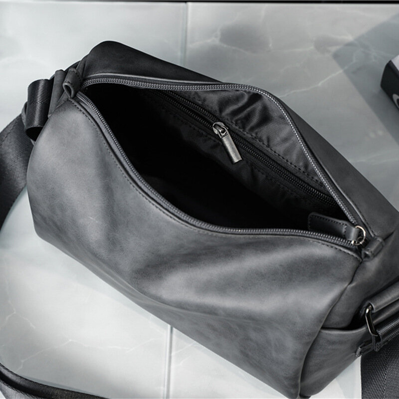 Повседневная цилиндрическая мужская сумка через плечо, однотонная кожаная сумка через плечо для мужчин, слинг, мужская сумка-мессенджер
