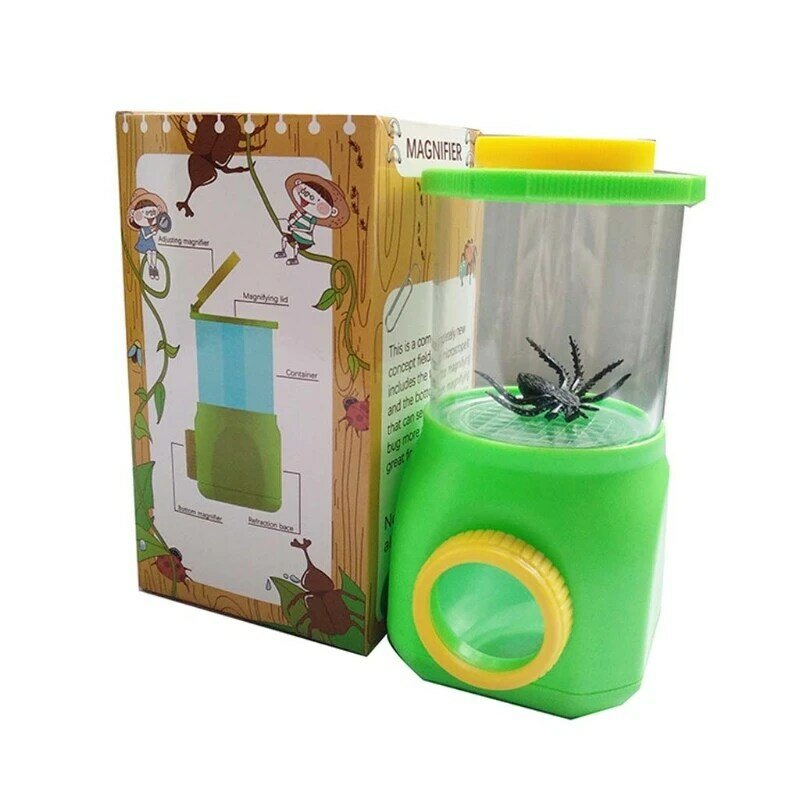 Children Outdoor Flip Lid Two-way Magnifying Glass Insect Observation Cup