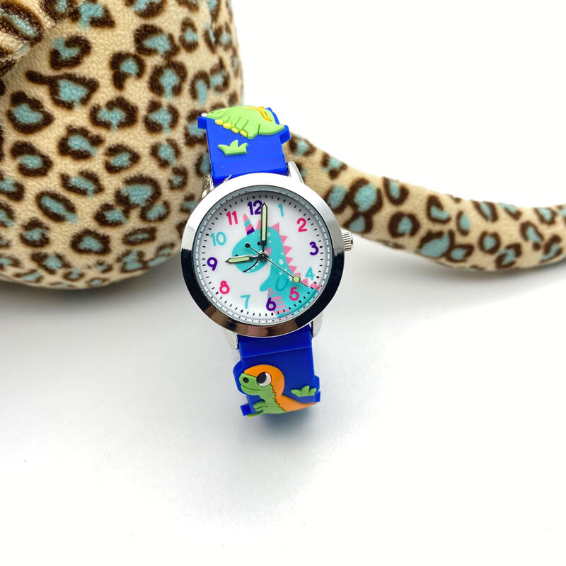 ساعة ديناصور كرتونية كريستالية ثلاثية الأبعاد للأطفال والرضع ، ساعة كوارتز مضيئة ، هدية عيد ميلاد ، 2020