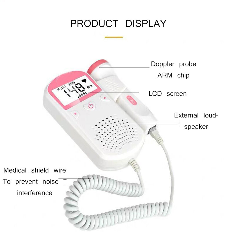 Gospodarstwa domowego urządzenie do badania dopplerowskiego płodu dla dzieci prenatalnej pulsometr domu Sonar Doppler stetoskop kobiet w ciąży Monitor płodu