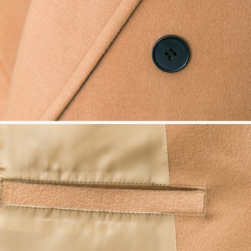 الشتاء الرجال 70% الصوف جاكيتات الدافئة مزدوجة زر خندق معطف 9XL ضئيلة الصوفية أعلى سميكة الأعمال لينة المضادة للتجاعيد قميص 19515