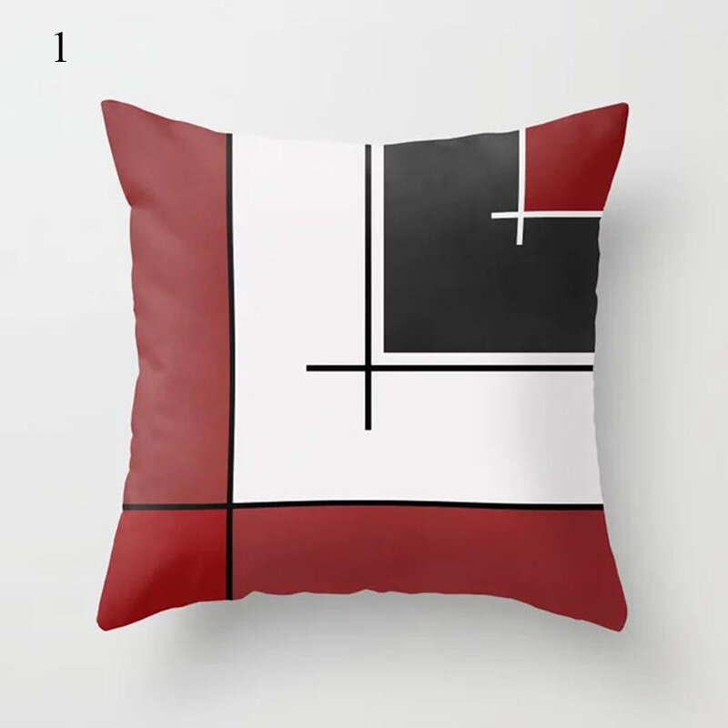 Fronha de almofada geométrica vermelha, itens decorativos para o lar, estojo de travesseiro com estampa de coração, xadrez e listras