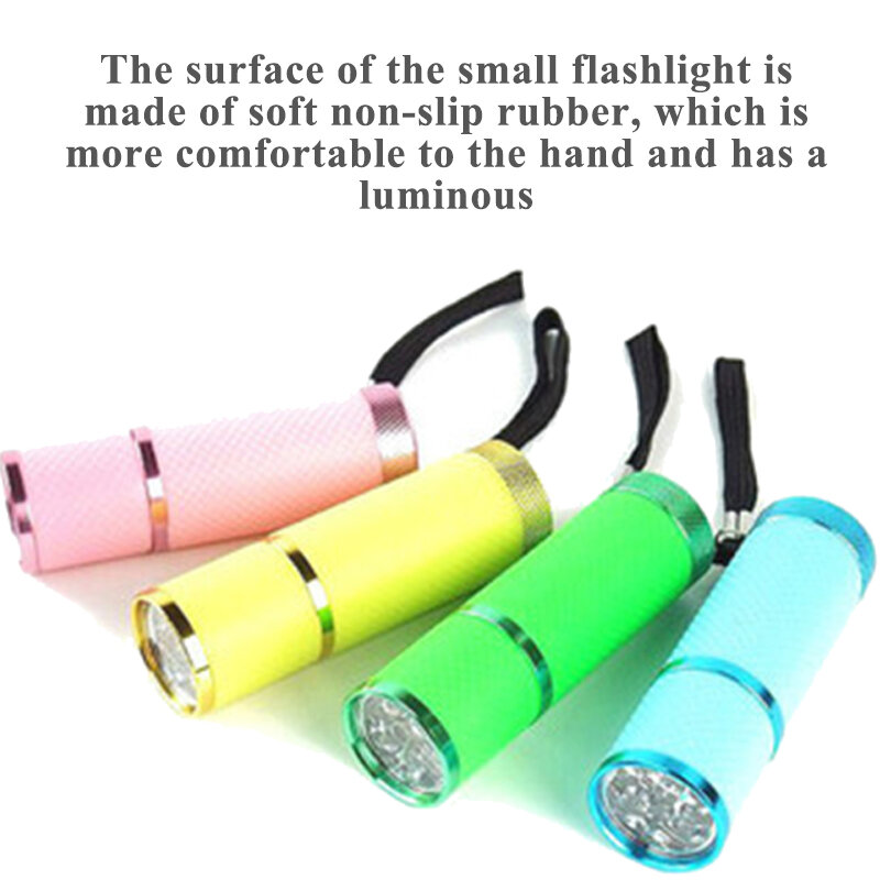 Portable Mini UV Flashlight 9 Led Ultra Violet Torch Light Lamp For Nail Gel Fast Dryer Cure 4 Colors Choose Nail Gel Cure Tool