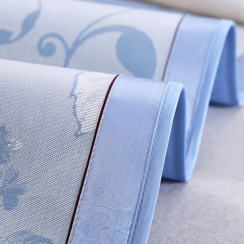 3PCS Ice silk mat jacquard mat 1.5 / 1.8 meters washable 2 pillowcases and 1 mat folding single double air conditioning