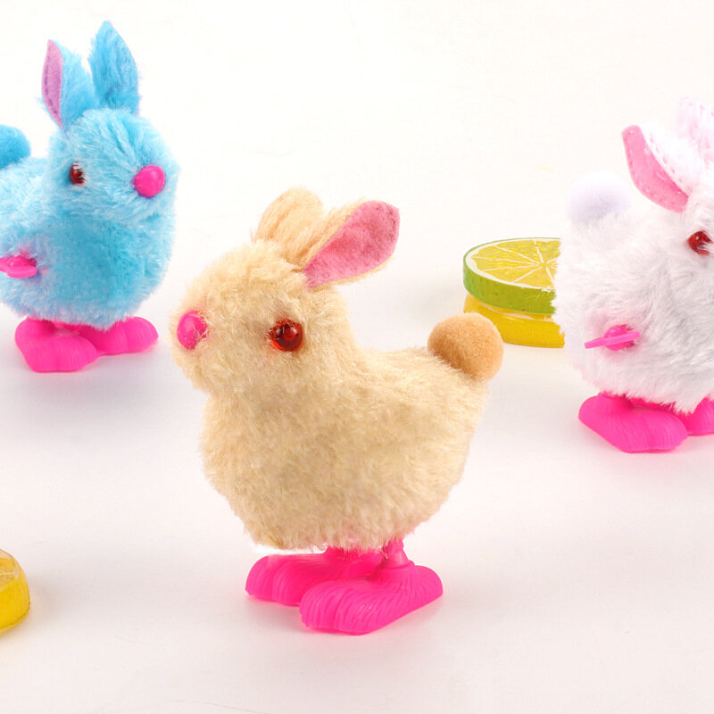 1Pc ไขลาน Plush Bunny Clockwork การ์ตูนที่มีสีสันกระโดดกระต่ายกระโดด Clockwork ไขลานของเล่น Wind Up ของเล่น