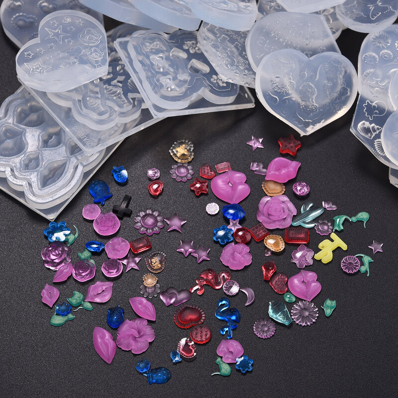 Mini moule en Silicone 3D, lune, étoiles, coquille, escargot de mer, résine, breloques, moule pour la fabrication de bijoux, décoration Nail Art, 1 pièce