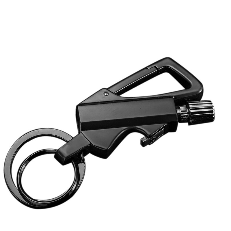 3 In 1 Multi-Function Keychain Match Stick Outdoor Key Pendant Male Fire Waterproof Bottle Opener Key Pendant—Black