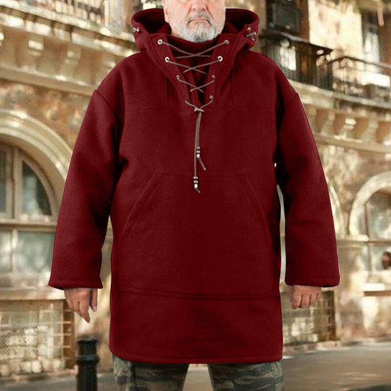 Sudadera gruesa y cálida con capucha para hombre, abrigo informal de lana de longitud media, abrigo cortavientos para invierno