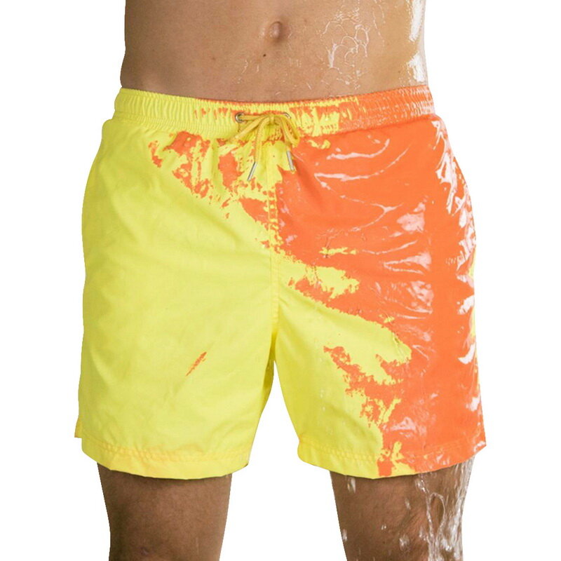 Calções de praia dos homens mudança de cor mágica natação troncos curtos verão maiô calções de banho secagem rápida 2021 moda