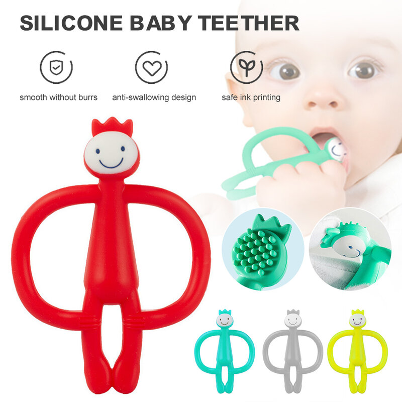 Baby Teether ซิลิโคนลิง Teether เคี้ยวของเล่นสำหรับบรรเทา Teething ปวดที่มีกล่องเก็บของขวัญสำหรับทารกทารกกา...