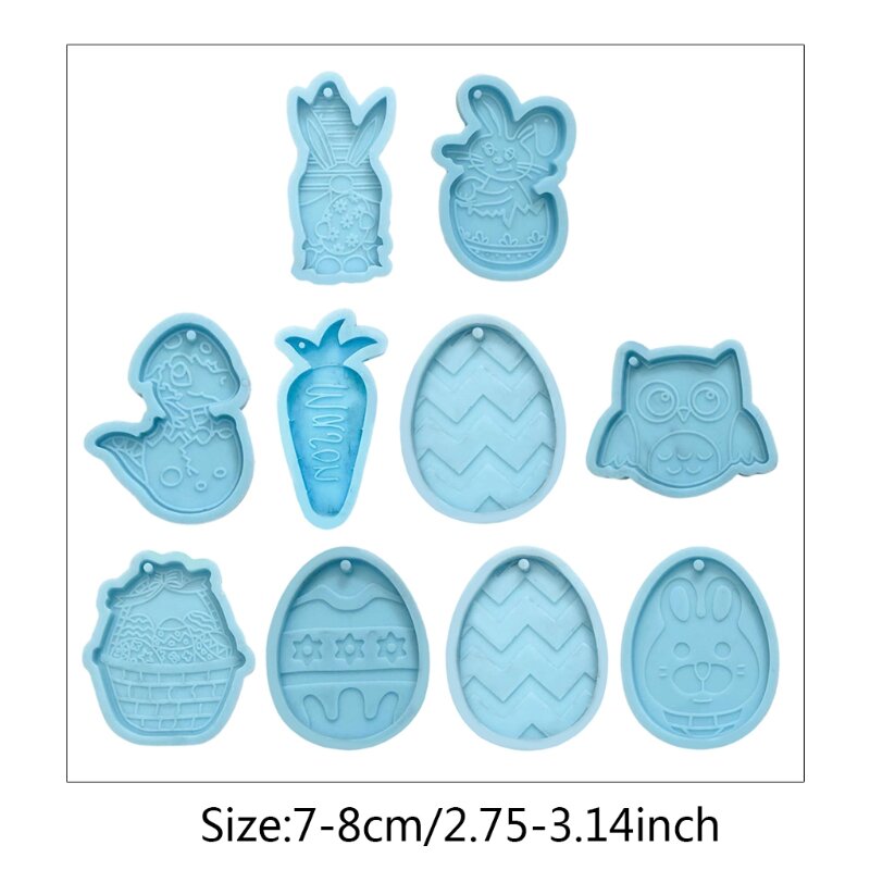 Easter Bunny Egg Dinosaur Owl Keychain Epoxy Resin Mold Jewelry Pendants Silicone Mould DIY Crafts Decorations Tool