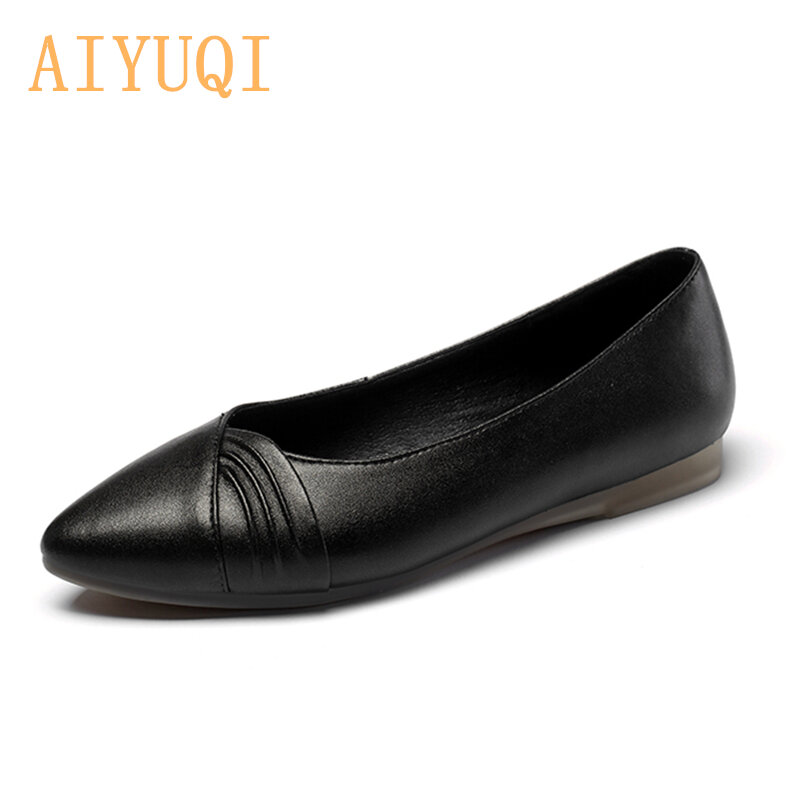 Zapatos informales de piel auténtica para mujer, calzado ligero de suela blanda, planos, 35-43 talla grande, primavera, 2022