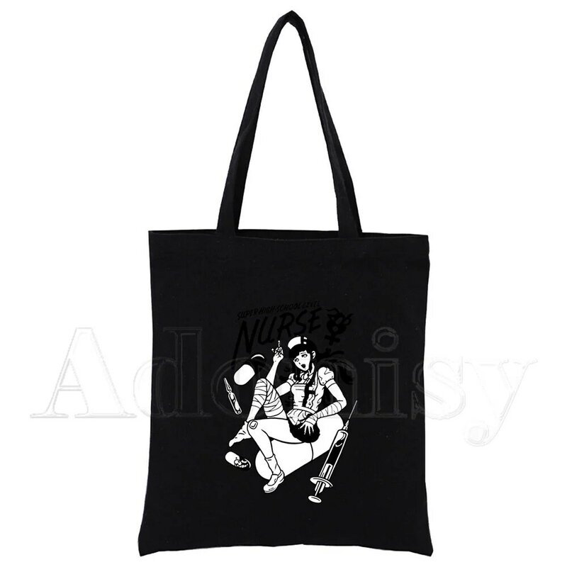 Comitato sanitario gioco giapponese Super High School stampa tela Tote borse nere Casual ragazza femminile Tote Eco Shopper borse a tracolla