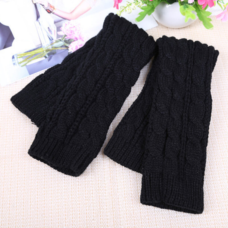 1 Pair Winter Women Girls Arm Gloves Long Half Knitted Arm Sleeves Riding Winter Mittens Sleeve