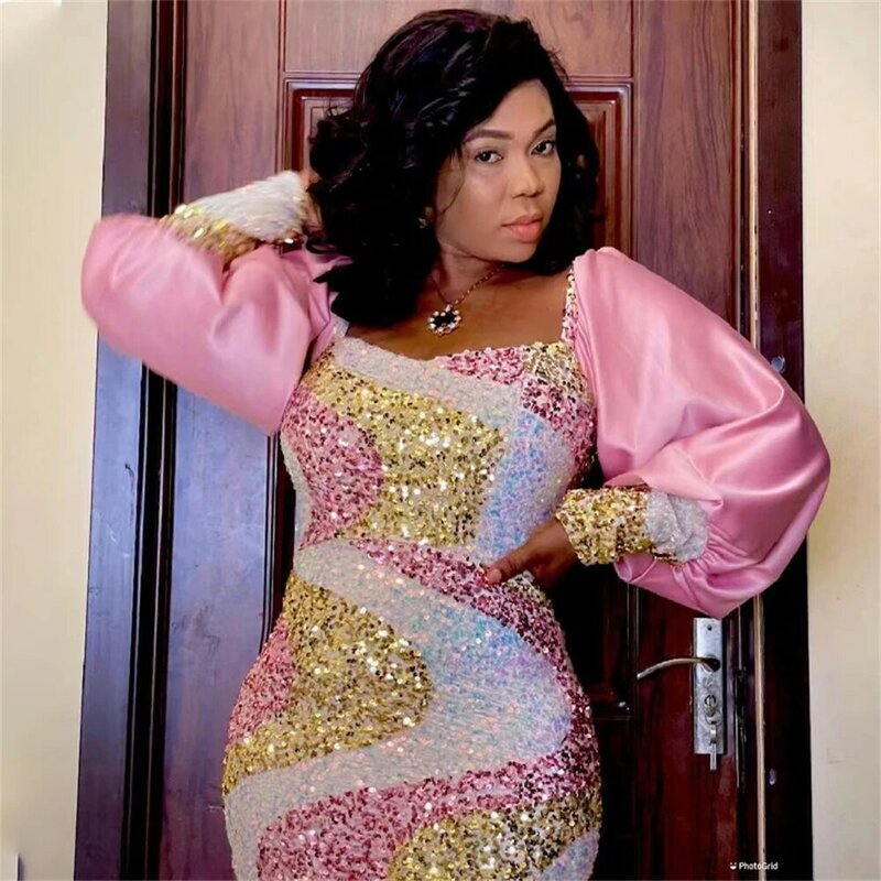 Elegant ชุดดินสอสำหรับผู้หญิงแอฟริกันพัฟกำมะหยี่สุภาพสตรี Robe 2022เสื้อผ้า Glitter Kaftan Vestido Africano เครื่องแต่ง...
