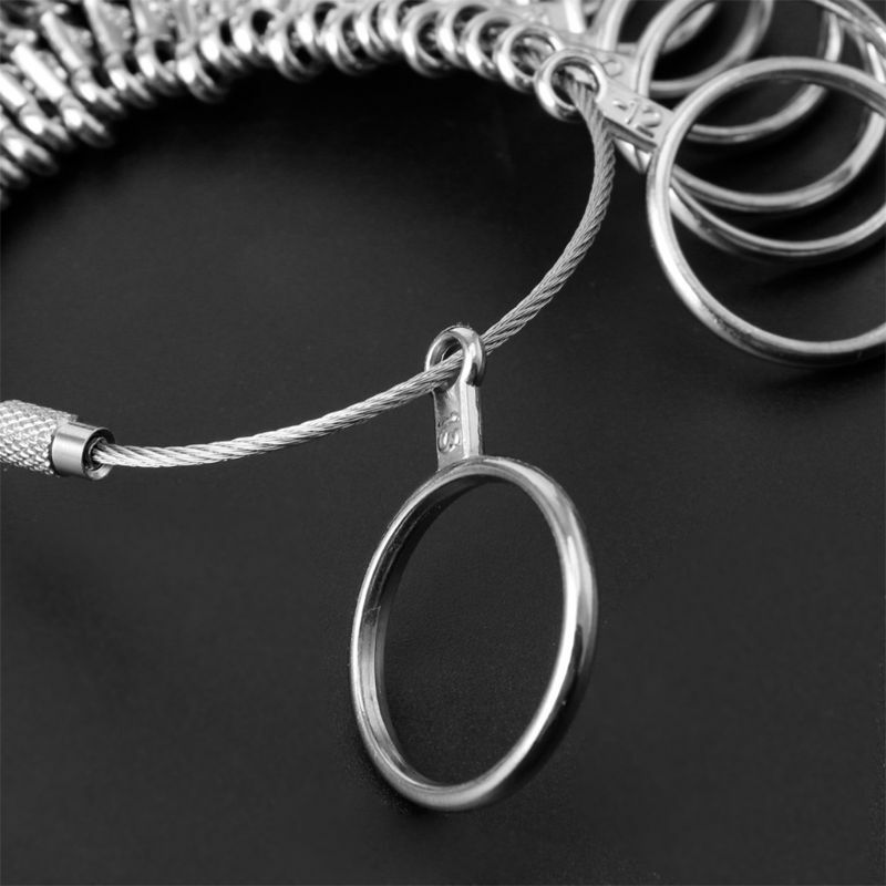 Anel de metal para medição de joias, padrão útil para medição de joias, tamanho de anéis, medidor de padrão para ue/jp/uk