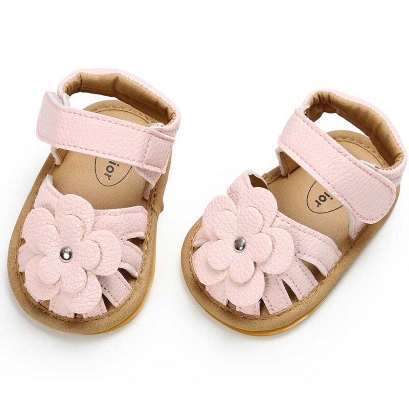 Sandália de couro para bebês, sapatos baixos antiderrapantes para bebês meninas primeiros passos de 0 a 24 meses
