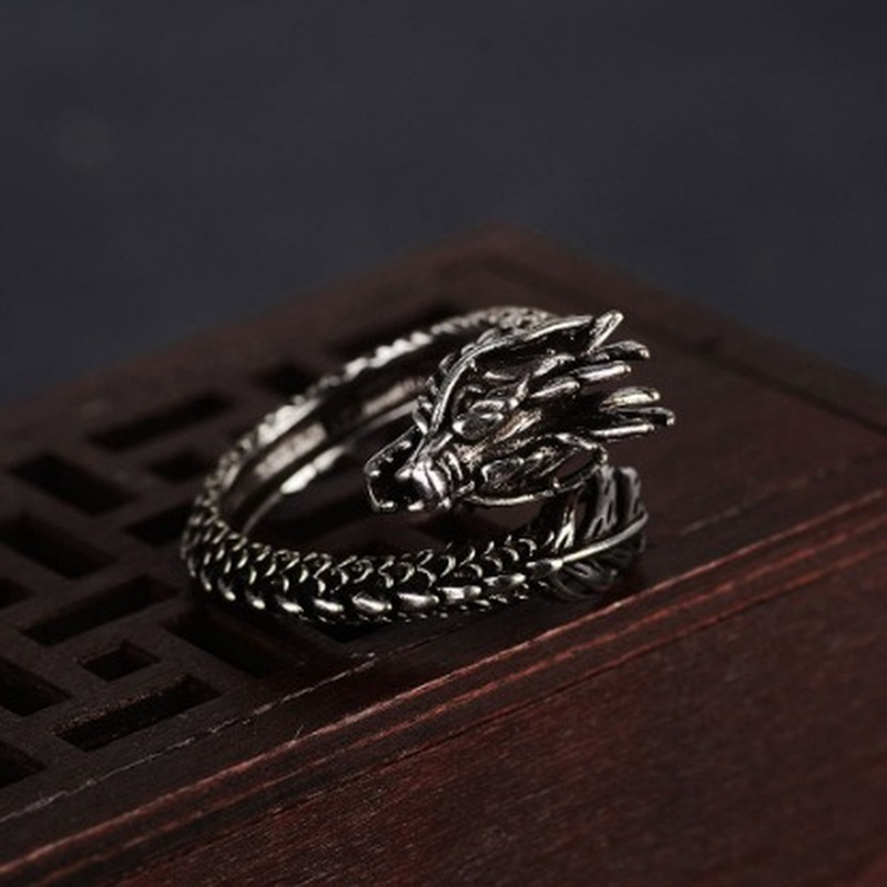 2021 Nieuwe Hot-Selling Retro Chinese Stijl Ring Soort Mannen Imitatie Lichtmetalen Ring Nationale Sieraden Dragon Party Gift groothandel