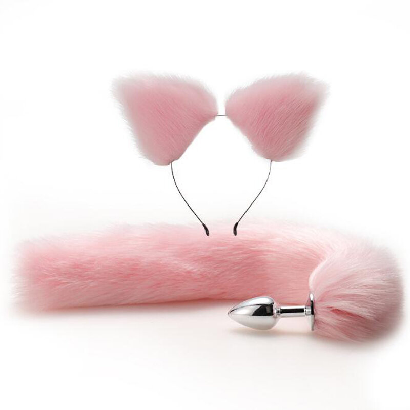 Sexo anal brinquedos raposa cauda butt plug conjunto com hairpin anal kit butplug anal cauda massageador de próstata anal plug para casais cosplay