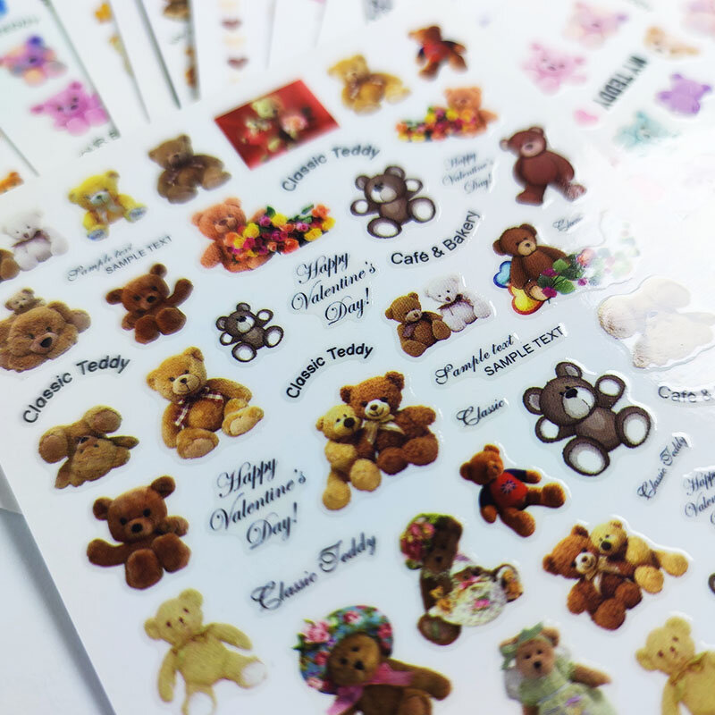 10p Stickers for Nails Bow Cute Bear Love Heart Design Nails Art Decoration Manicure Sticker Decals Slider Nail Foil Accessories
