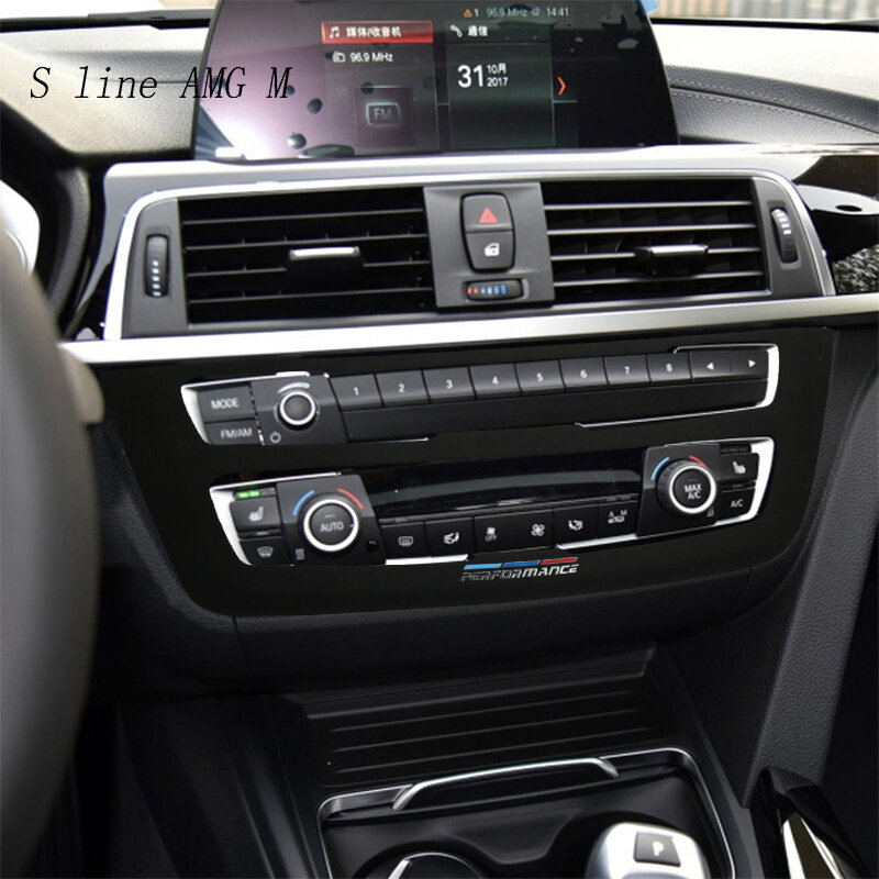 تصميم السيارة من جلد الغزال التفاف السيارات ABS الداخلية التشذيب لسيارات BMW 3 4 سلسلة F30 F34 F31 F32 F36 وحدة التحكم CD لوحة الإطار يغطي ملصقات