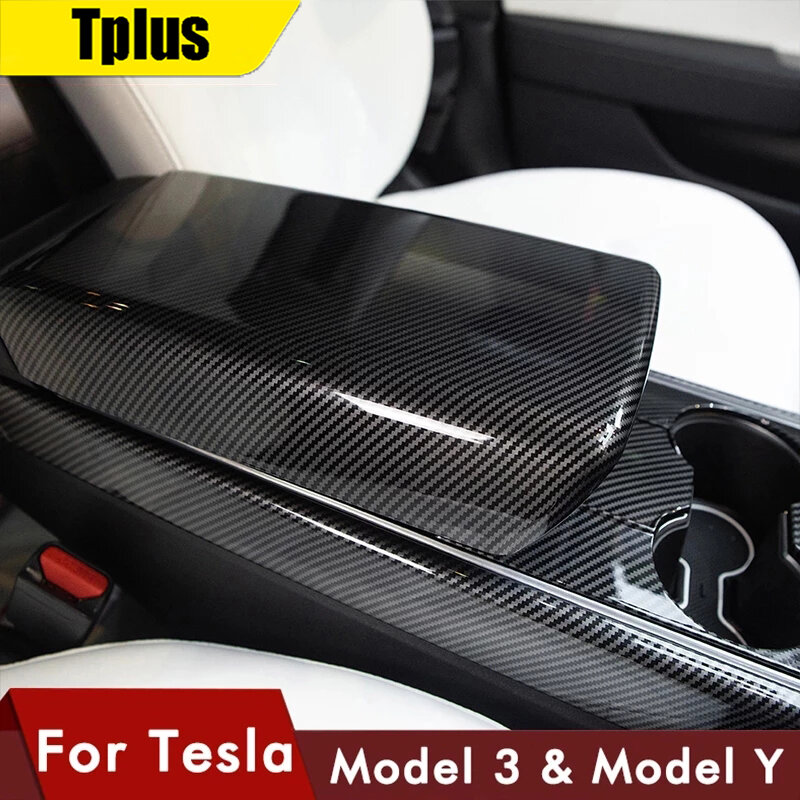 Tplus caixa de apoio de braço do carro capa protetora para tesla modelo 3 center console poeira filme prático multi-cor modelagem acessórios