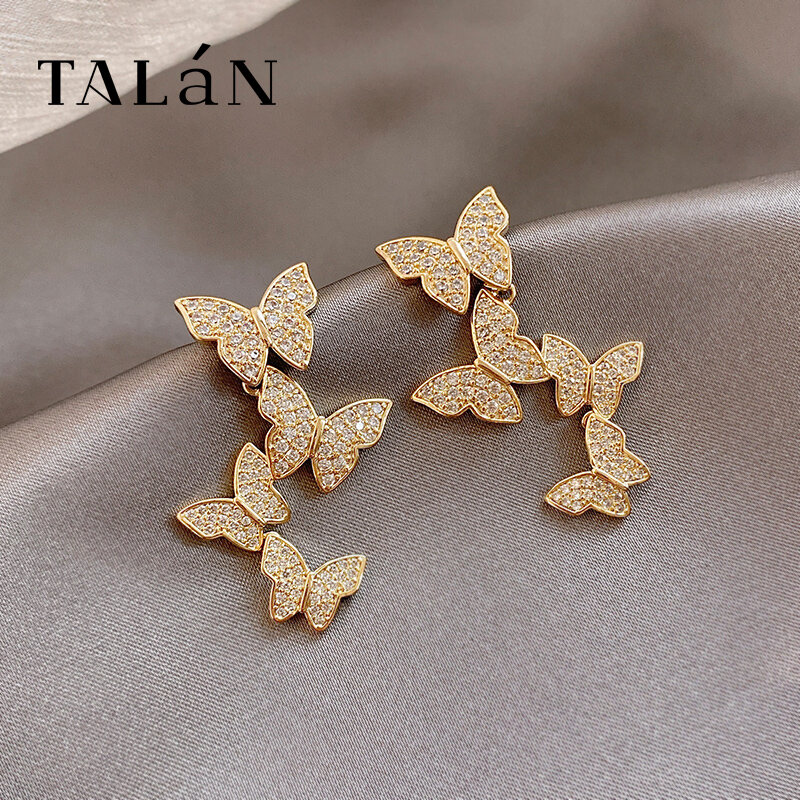 Personal Influencer wei xiang Butterfly Asymmetrical Earrings Female Long Super Fairy Mori Style Gas Earrings High Grade Sense