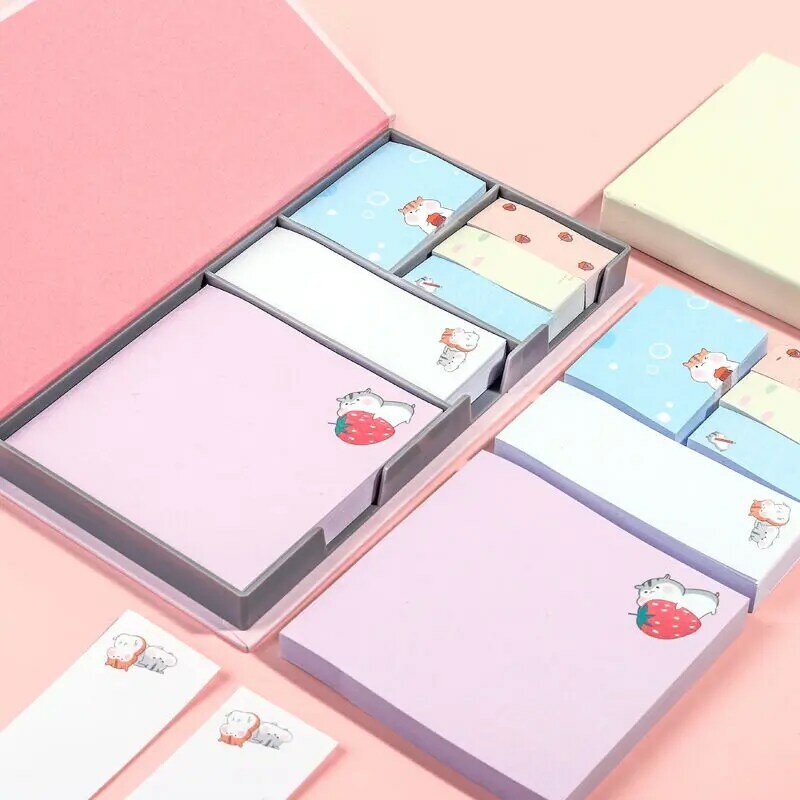 Multi-size boxed sticky notes sticker set creative Korean ins sticky notes cute cartoon girls sticky notes paper sticky notes