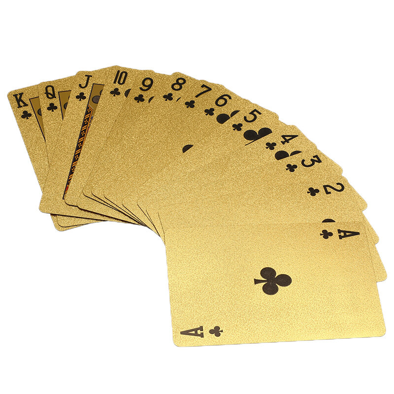Baralho à prova d'água, deck de cartas para jogos de mesa e mágica com laminado dourado