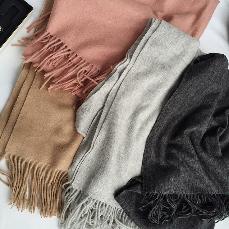 Scarf women plaid solid cashmere scarves with tassel lady autumn winter thick long scarf high quality female shawl hot sale