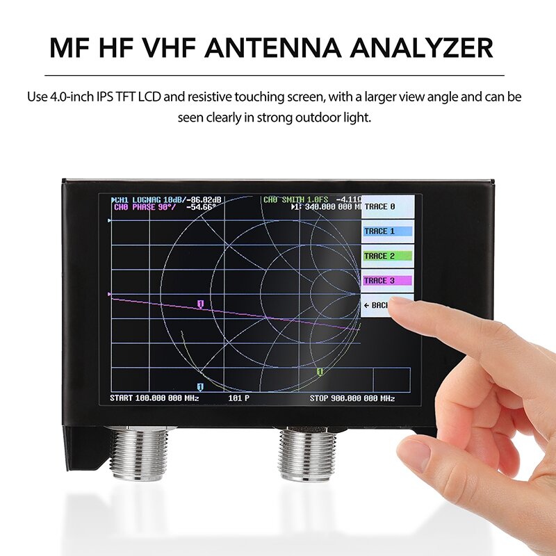 Analizzatore a 4 pollici dell'antenna di HF VHF UHF dell'analizzatore della rete di vettore della batteria di versione 2.2 MAh di NanoVNA V2 3GHz 3000 dell'esposizione SAA-2N