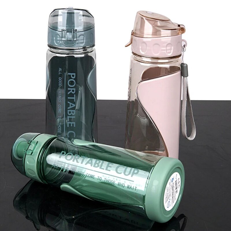2021 Sports Water Bottles Gym Leak-proof Drop-proof Portable Shaker Mug Outdoor Travel Kettle Plastic Drink Water Cup Free