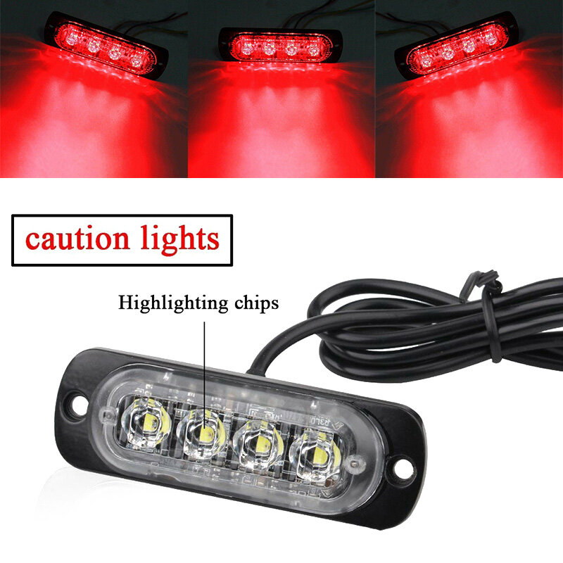 Car Working Light Lamp Urgent Working 36W 4LED Accessories Kit Lens Red