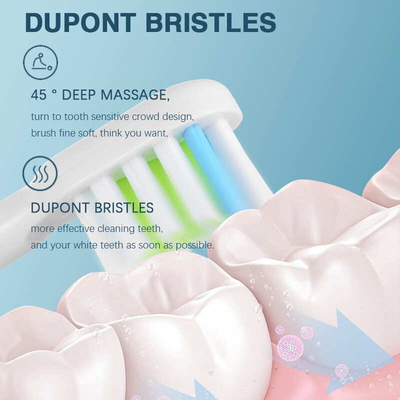 Bayakang vibração ultrassônica escova de dentes elétrica 5 modos limpeza inteligente timing ipx7 dupont btistles à prova dwaterproof água carregamento usb