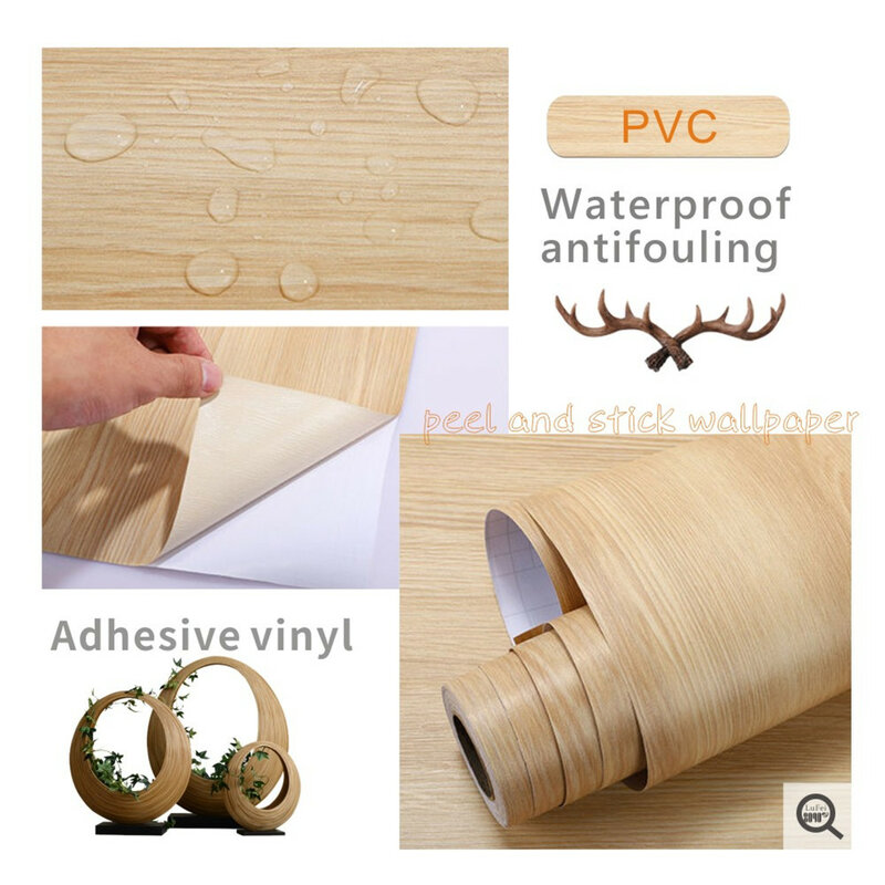 Grano de madera Auto adhesivo papel mural resistente al agua PVC vin.. 