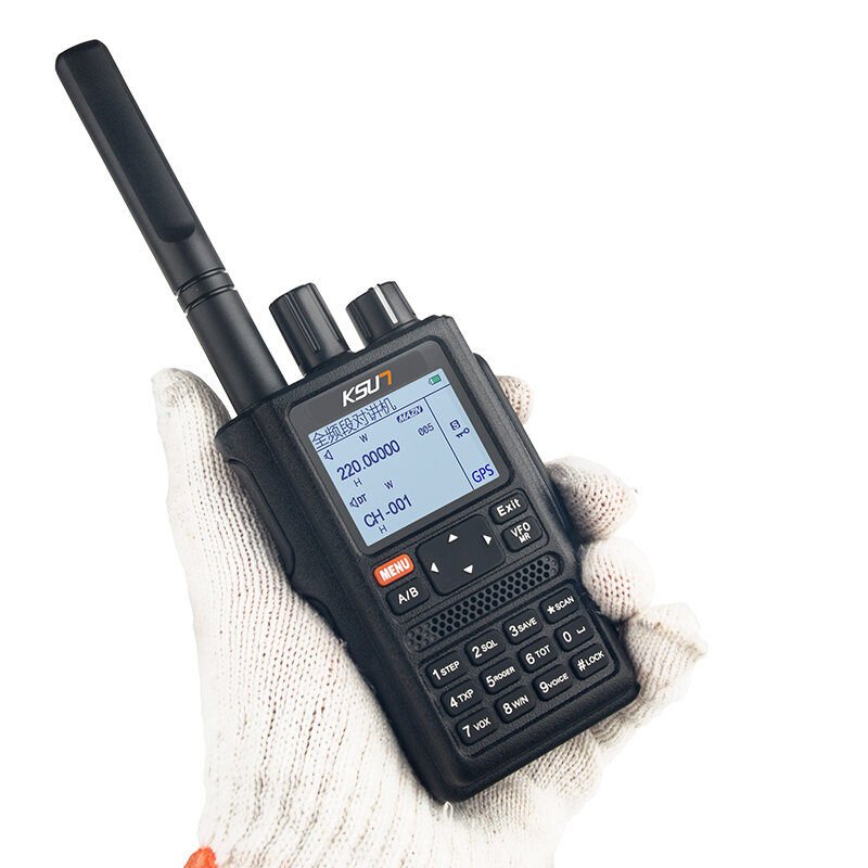2022 2022 novo ksun uv98d gps walkie talkie seis faixas freqüência vox sos 10km rádio em dois sentidos uhf vhf scanner talkie longo