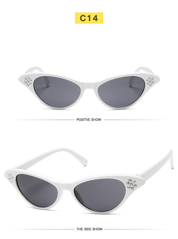 Óculos de sol gatinho vintage feminino, óculos escuros de marca de designer retrô uv400