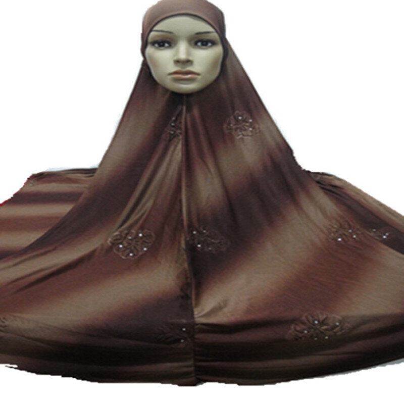 Muslim Oversized Pray Instant Hijab Scarf Solid Flowers Long Robe Malaysia Womsen Wrap Turban Islamic Headscarf Hat Amila Shawl