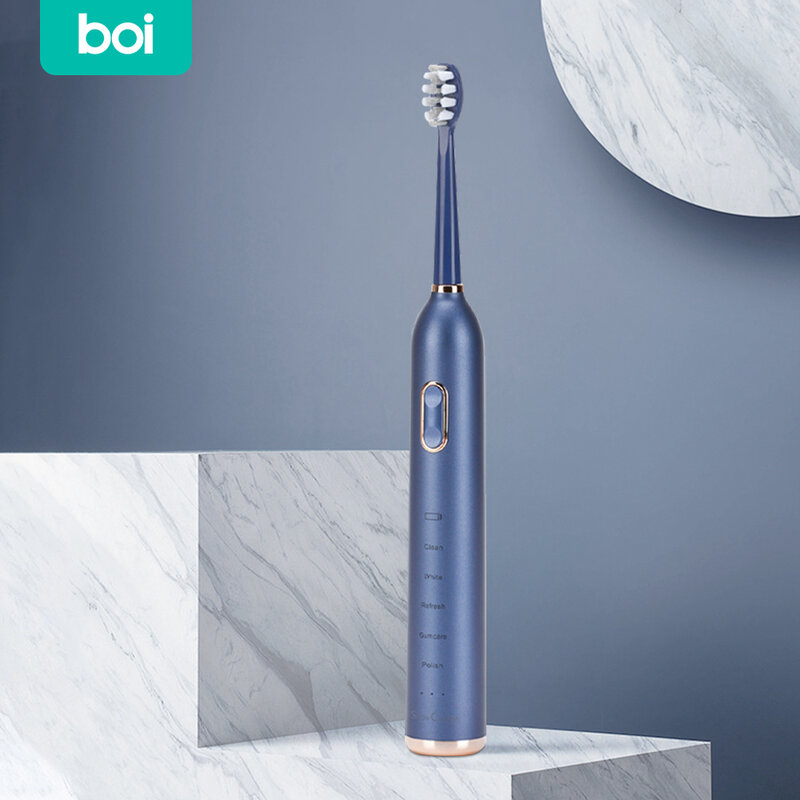 [Boi] 4สี USB Fast Charge สูงความถี่นุ่มขนแปรงฟัน Guard แบบพกพาสำหรับผู้ใหญ่สมาร์ทโซนิคไฟฟ้าแปรงสีฟัน