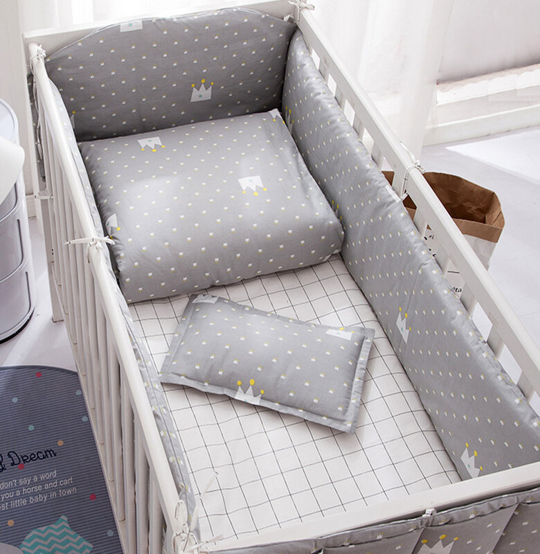 Set Tempat Tidur Bayi 100% Katun Kartun Bumper Tempat Tidur Bayi Lembar Selimut Penutup Tempat Tidur Anak Pelindung Tempat Tidur Bayi Dapat Dicuci Set Tempat Tidur Bayi
