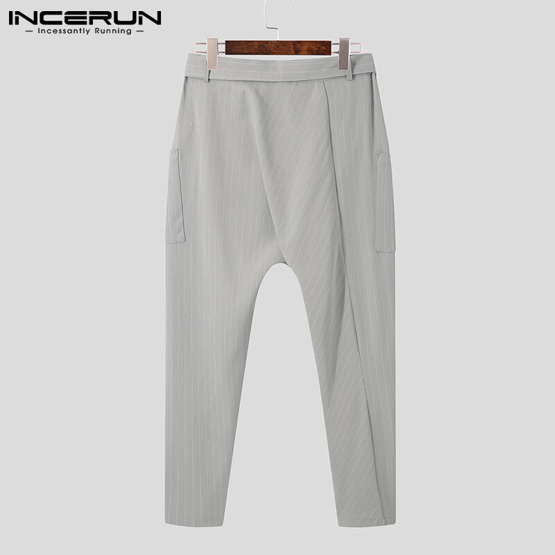 Pantalon Long taille haute pour hommes, Streetwear décontracté, ample, couleur unie, confortable, tout-assorti, rayé, S-5XL