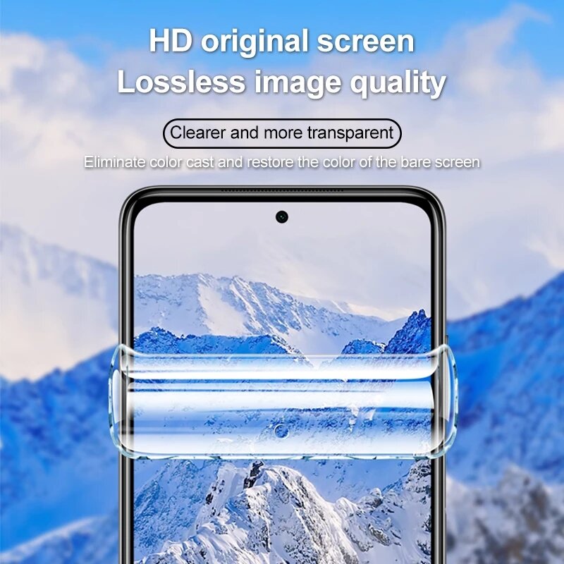 Película de hidrogel de cobertura completa para Xiaomi Redmi Note 10, 10S, 9, 9S, 8, 7, 6 Pro, Protector de pantalla, Mi 10T, 9T, 9SE, 9, 8 Pro Lite, no cristal protectores de pantalla accesorios del teléfono móvil
