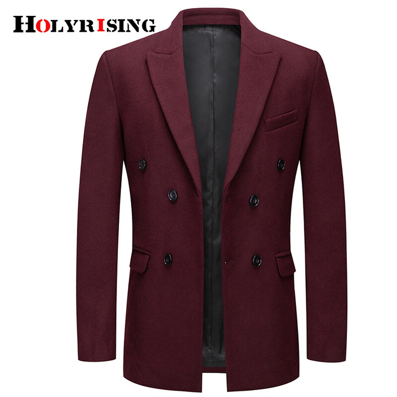 Holyrising мужское шерстяное пальто с двумя пуговицами, manteau homme hiver, теплое деловое пальто, удобная шерстяная Верхняя одежда 3xl 19367