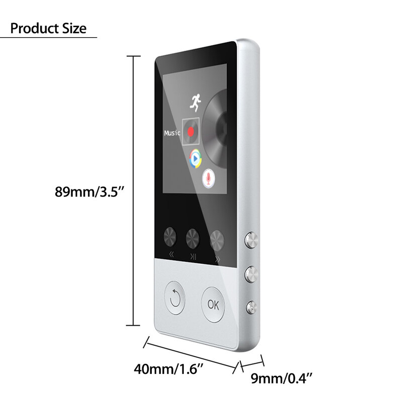 블루투스 MP3 플레이어 이어폰 최대 128GB, HiFi fm 라디오 스포츠 MP 4 HiFi 휴대용 음악 플레이어 음성 녹음 레코더 TF 카드