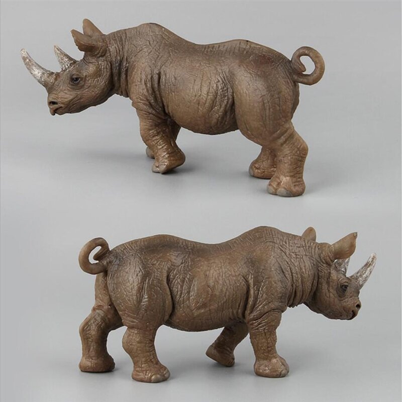 Mini Naturale Carino Realistico Della Novità Modello Animale per I Bambini Figurine Giocattolo Educativo Simulazione Rhino Da Collezione Giocattoli di Simulazione